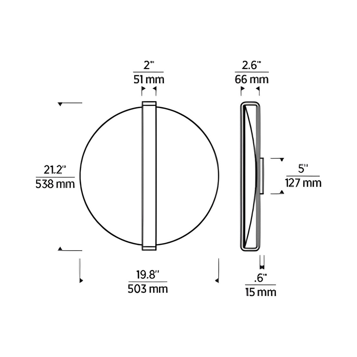 Cymbal LED Wall Light - line drawing.