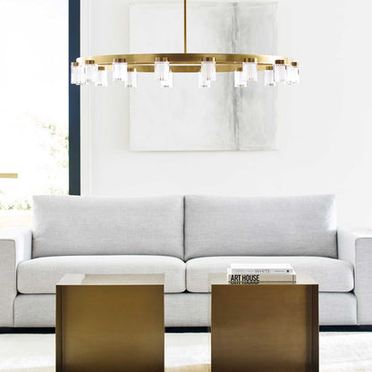 Esfera LED Chandelier in living room.