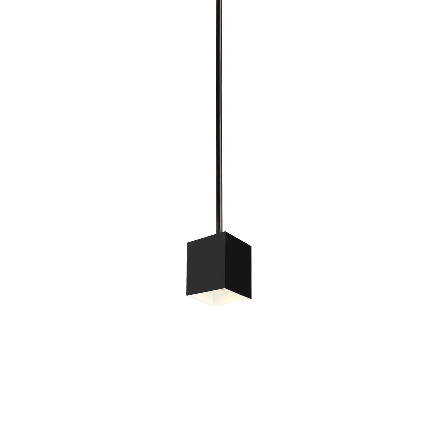 Exo 6 Cube LED Pendant Light in Matte Black/White.