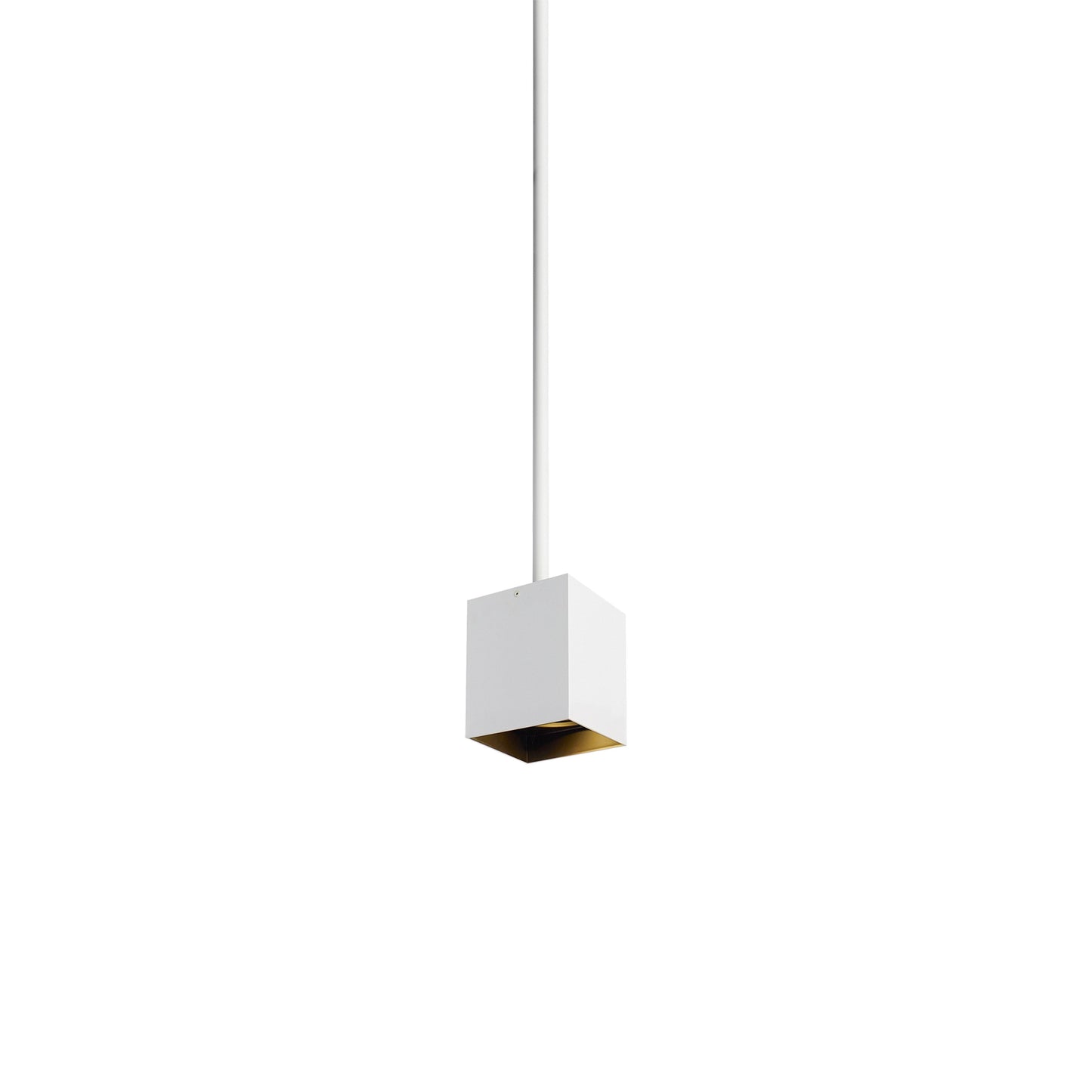 Exo 6 Cube LED Pendant Light in Matte White/Black.