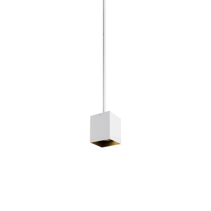 Exo 6 Cube LED Pendant Light in Matte White/Black.