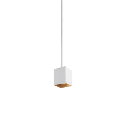 Exo 6 Cube LED Pendant Light in Matte White/Gold Haze.