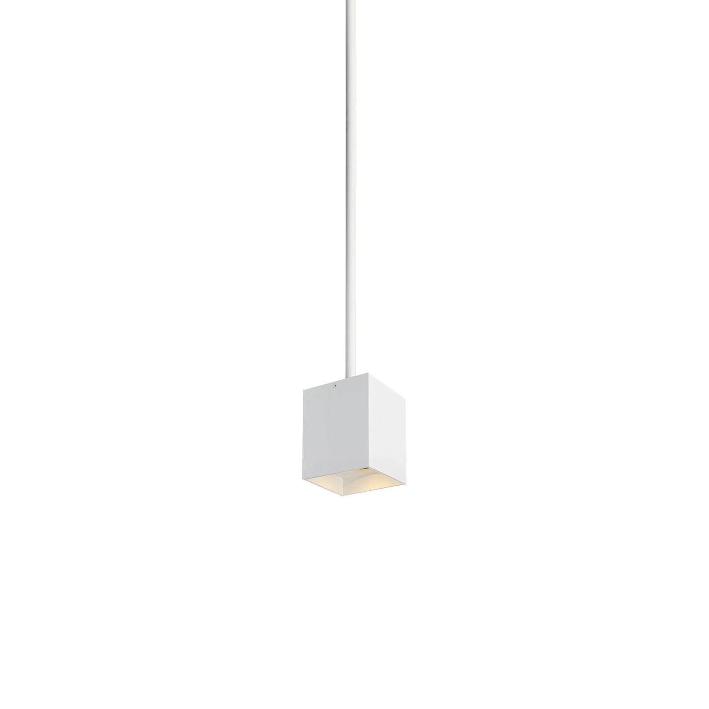 Exo 6 Cube LED Pendant Light in Matte White/White.