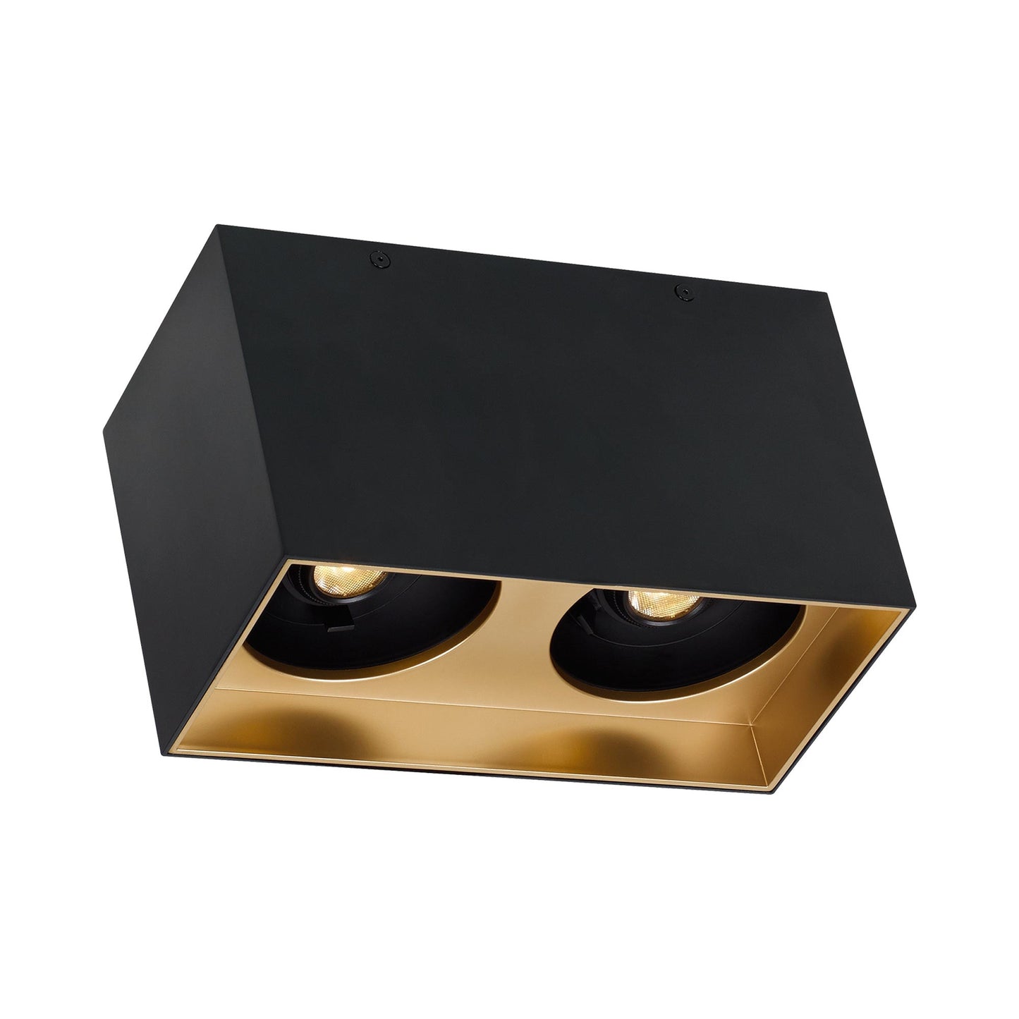 Exo LED Dual Flush Mount Ceiling Light in Matte Black/Gold Haze.