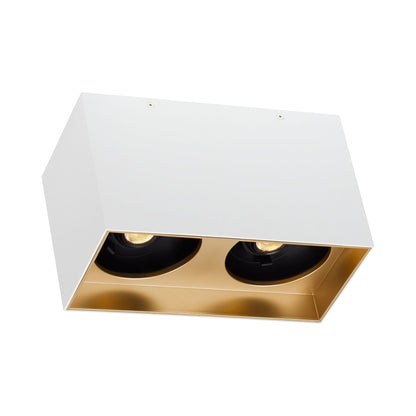 Exo LED Dual Flush Mount Ceiling Light in Matte White/Gold Haze.