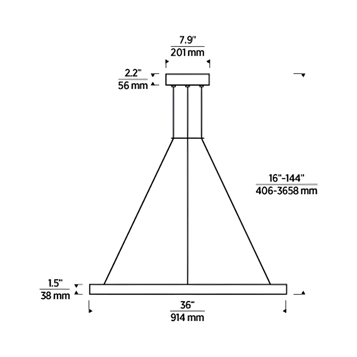Fiama LED Pendant Light - line drawing.