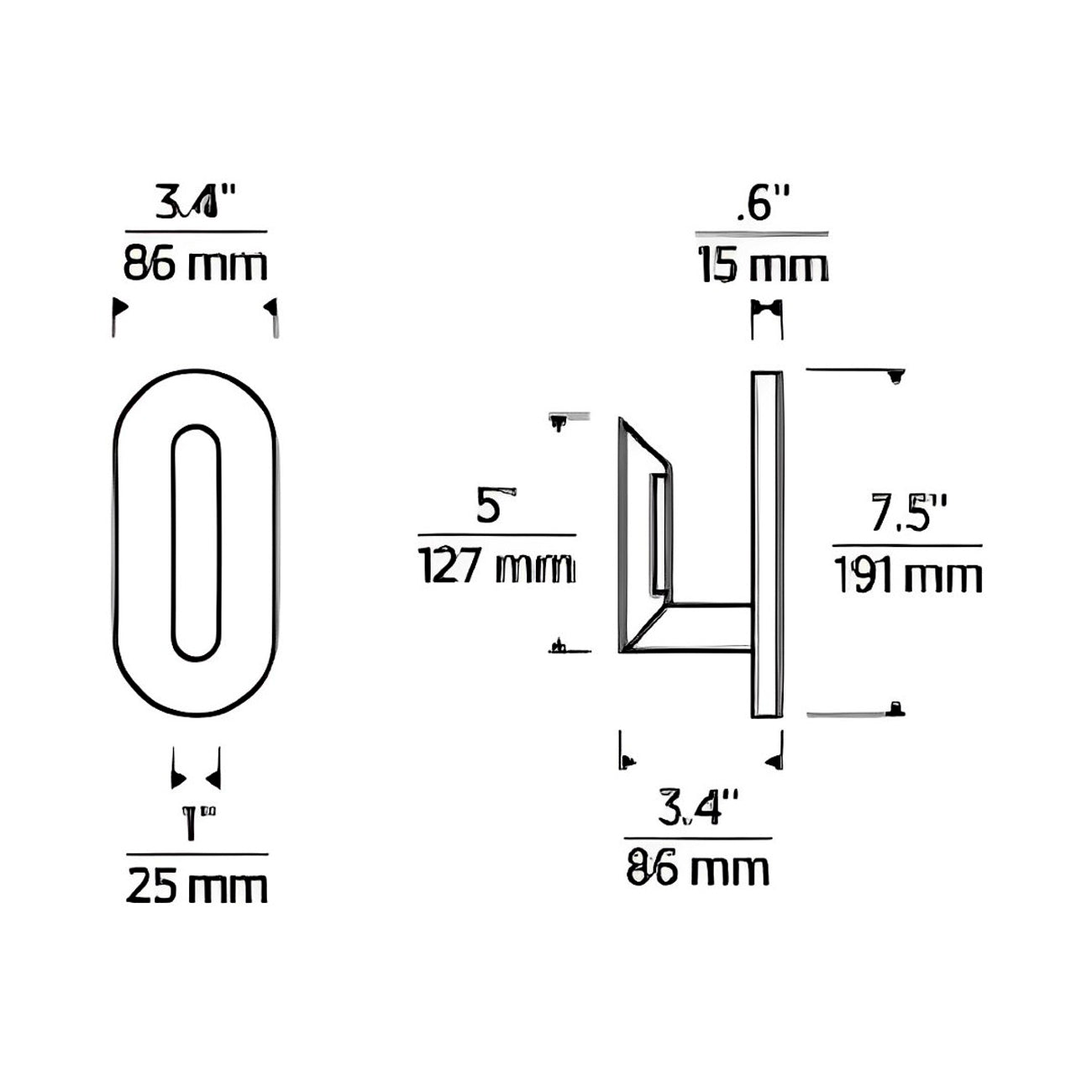 Fielle LED Wall Light - line drawing.