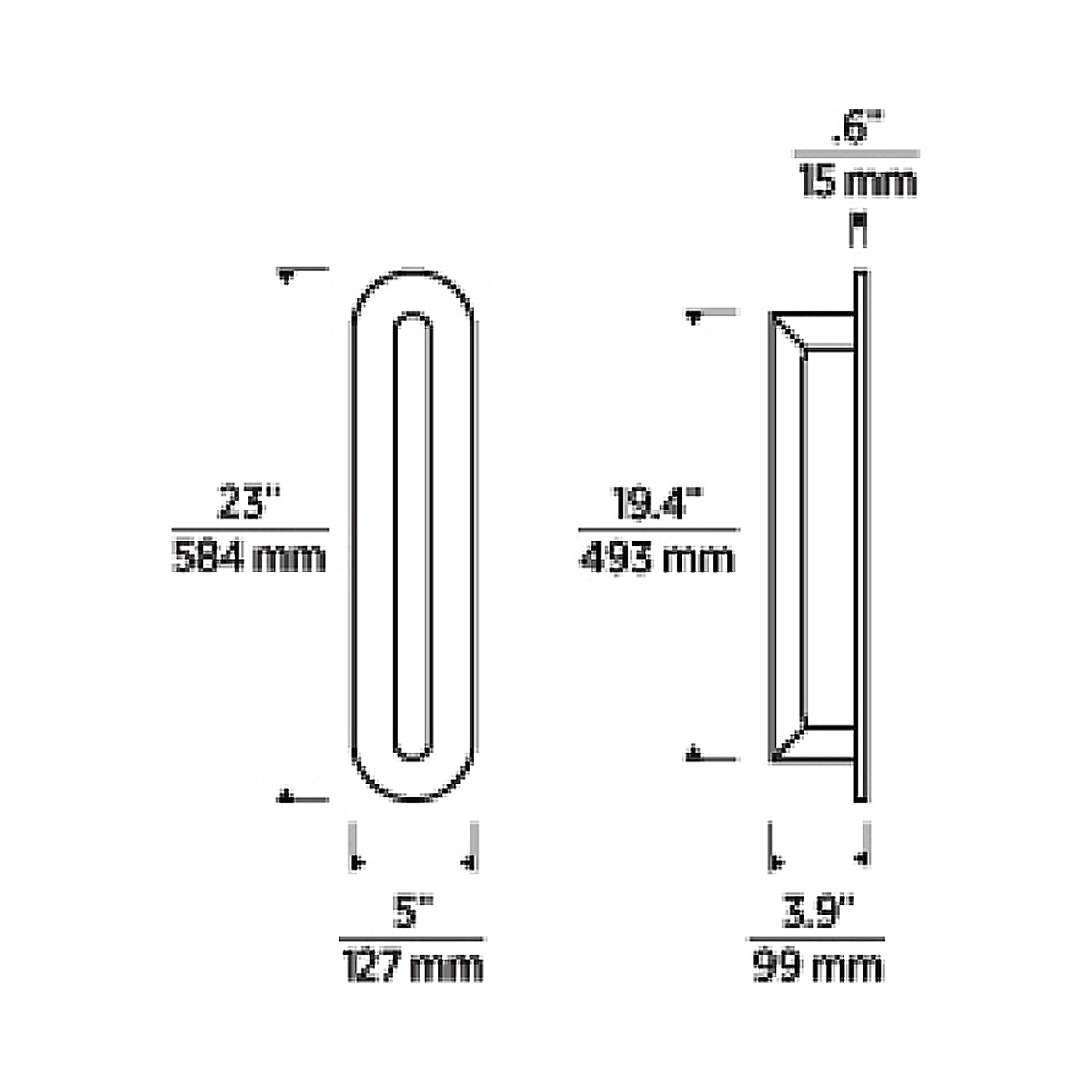 Fielle LED Wall Light - line drawing.