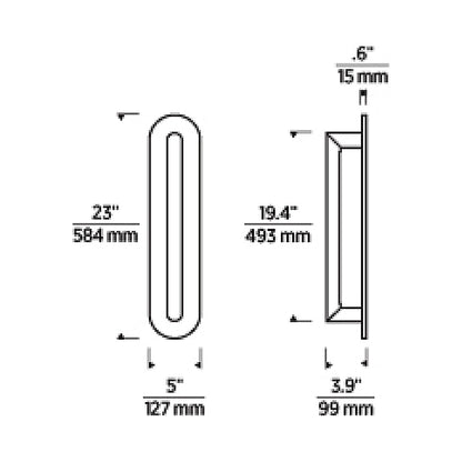 Fielle LED Wall Light - line drawing.
