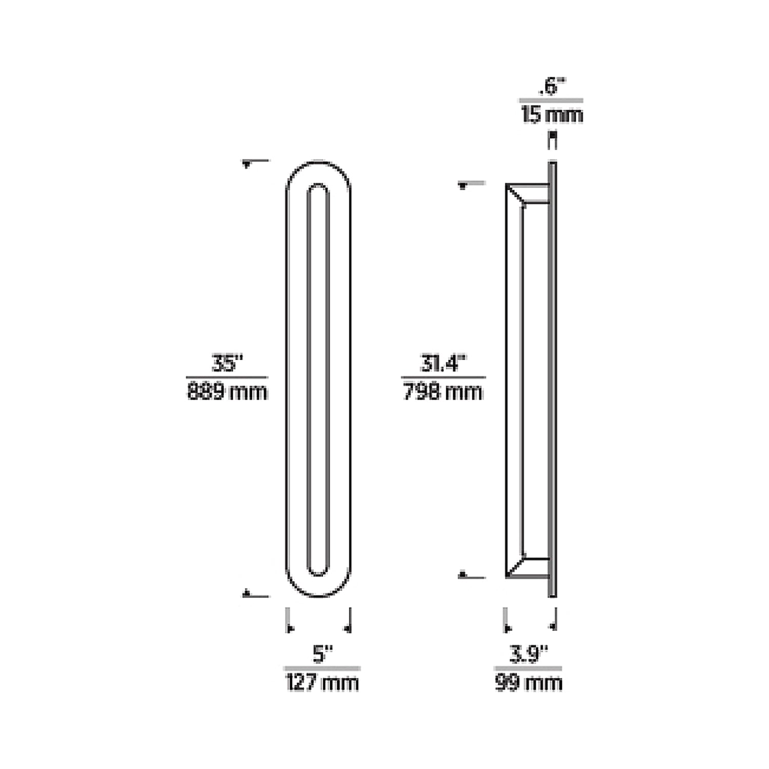 Fielle LED Wall Light - line drawing.