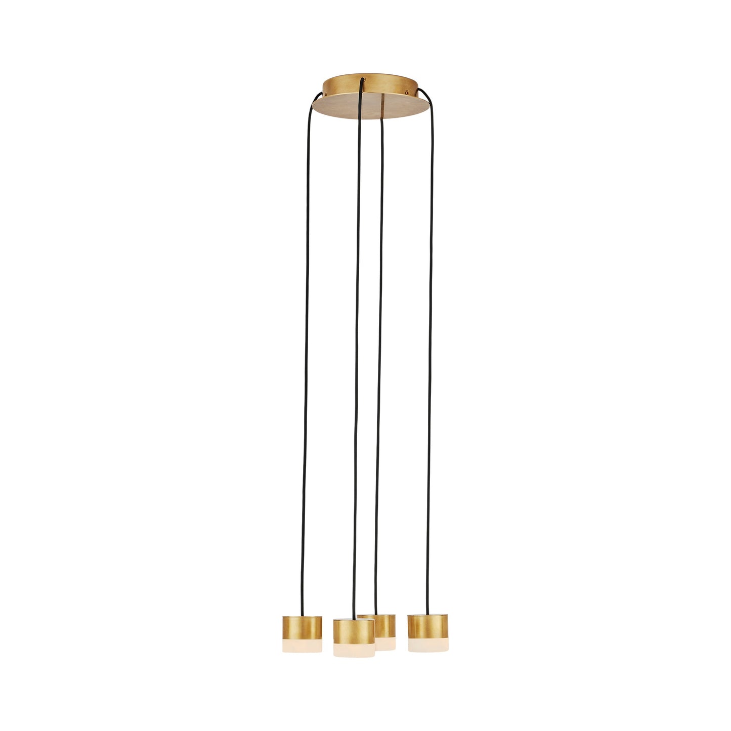 Gable LED Chandelier in Hand Rubbed Antique Brass/Alabaster (4-Light).