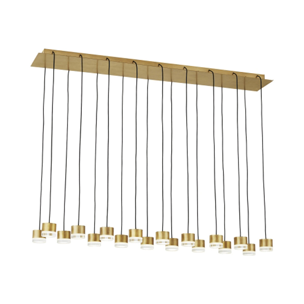 Gable LED Linear Chandelier in Hand Rubbed Antique Brass/Crystal (18-Light).