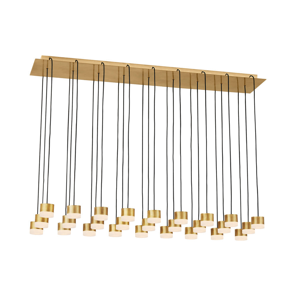 Gable LED Linear Chandelier in Hand Rubbed Antique Brass/Alabaster (27-Light).
