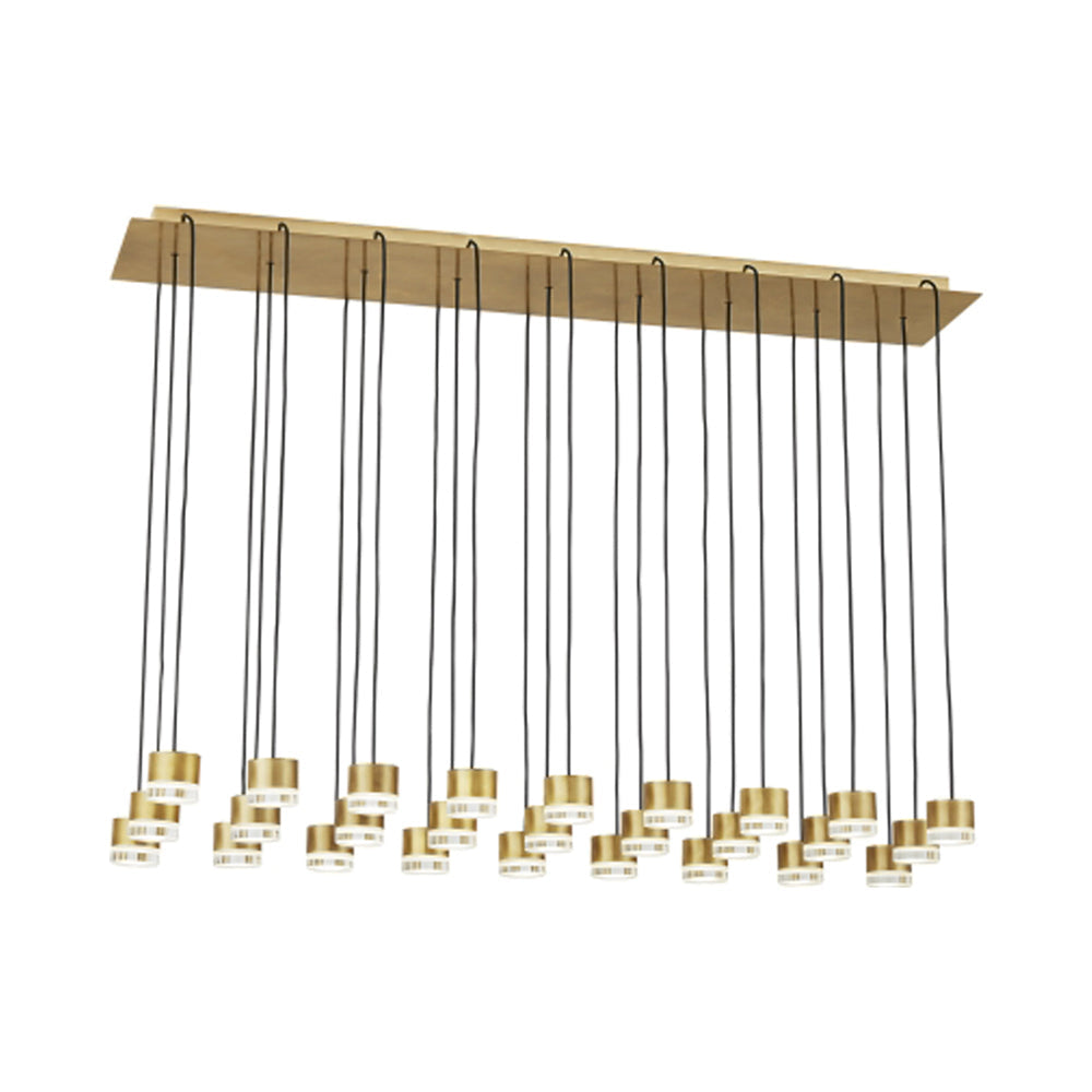 Gable LED Linear Chandelier in Hand Rubbed Antique Brass/Crystal (27-Light).