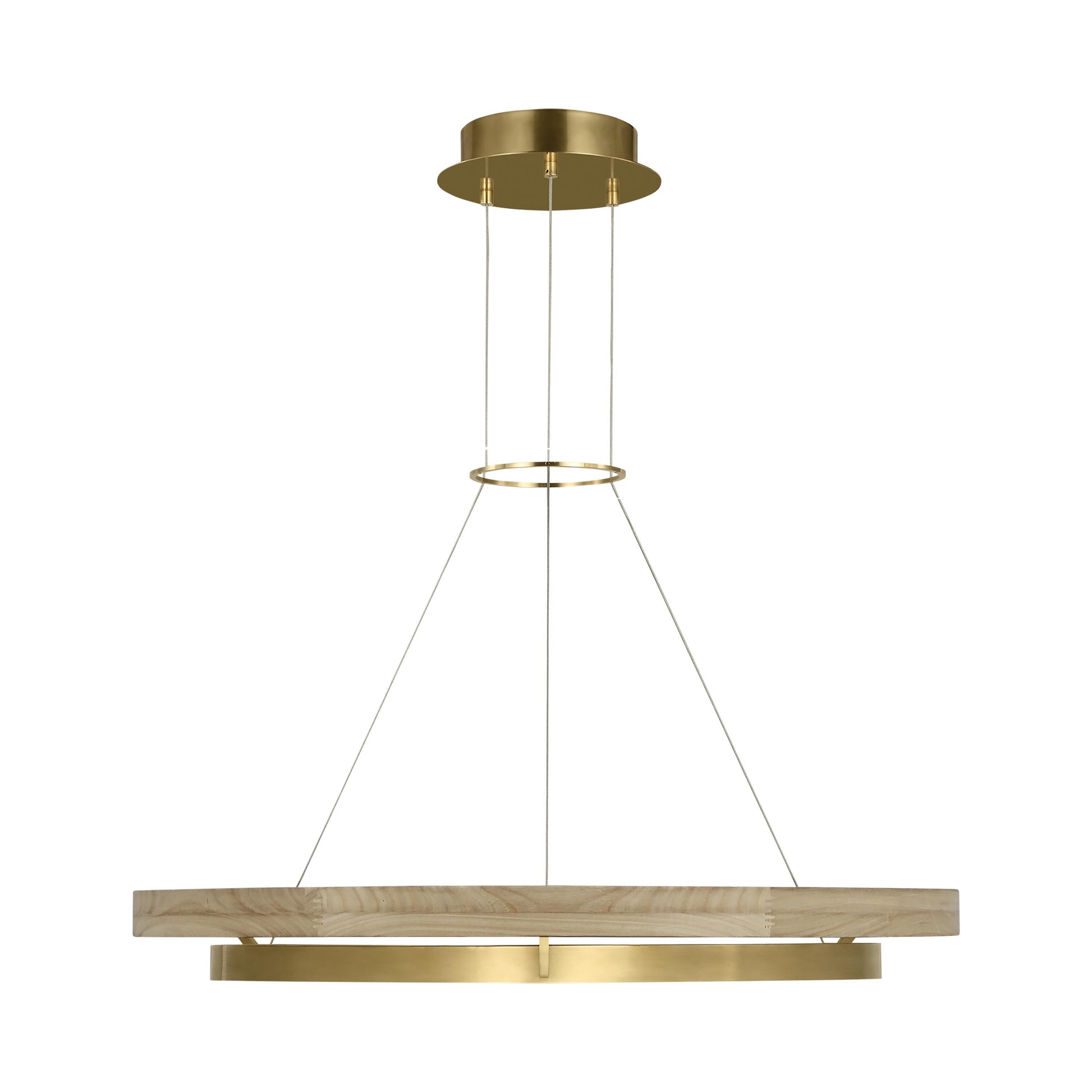Grace LED Chandelier in Hand Rubbed Antique Brass/Natural Oak (36-Inch).