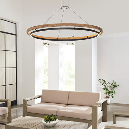 Grace Outdoor LED Chandelier in living room.