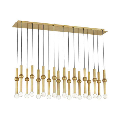 Guyed LED Chandelier in Natural Brass (18-Light).