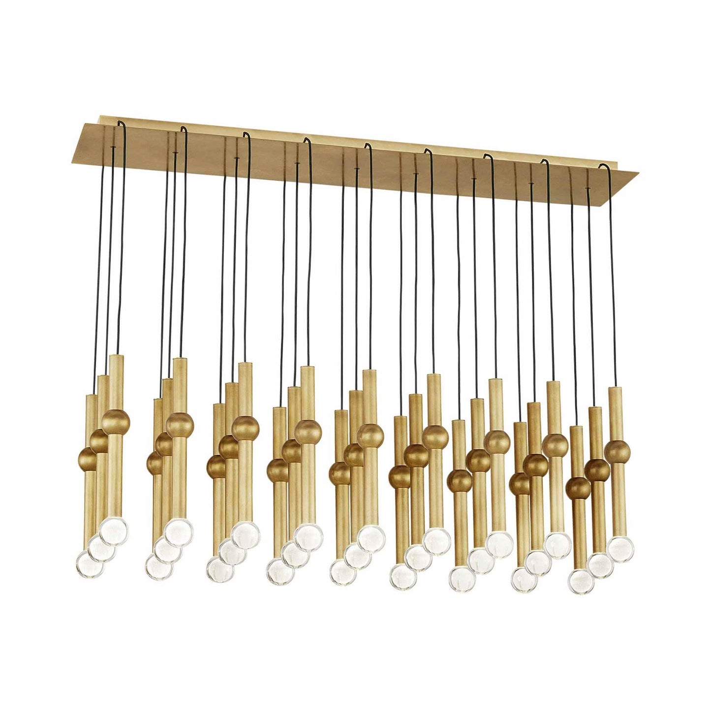 Guyed LED Chandelier in Natural Brass (27-Light).