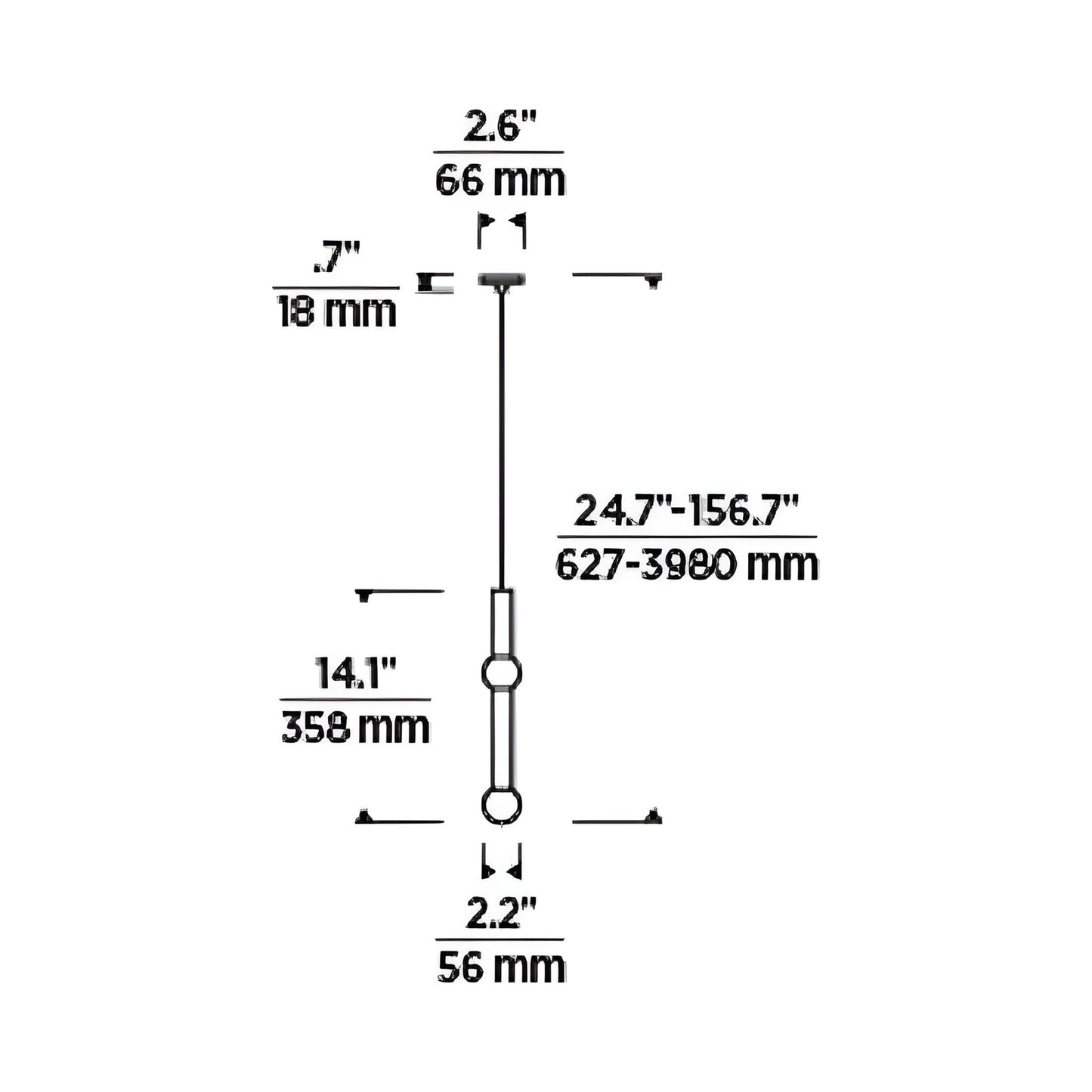Guyed LED Pendant Light - line drawing.