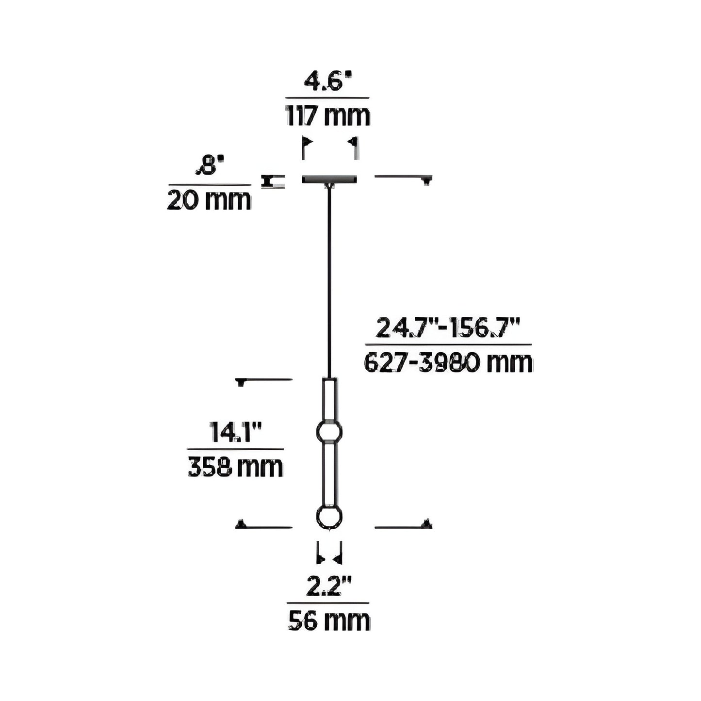 Guyed LED Pendant Light - line drawing.