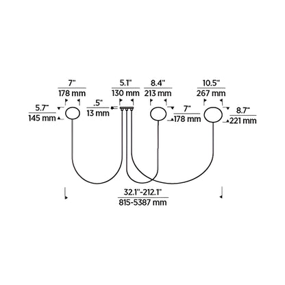 Helium Array LED Chandelier - line drawing.
