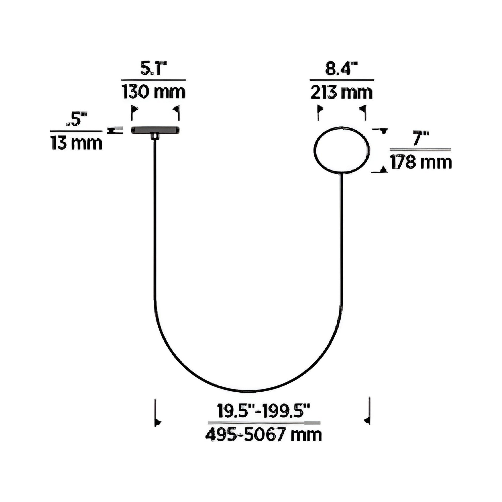 Helium LED Chandelier - line drawing.