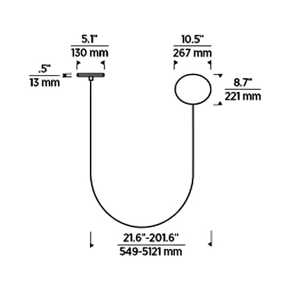 Helium LED Chandelier - line drawing.