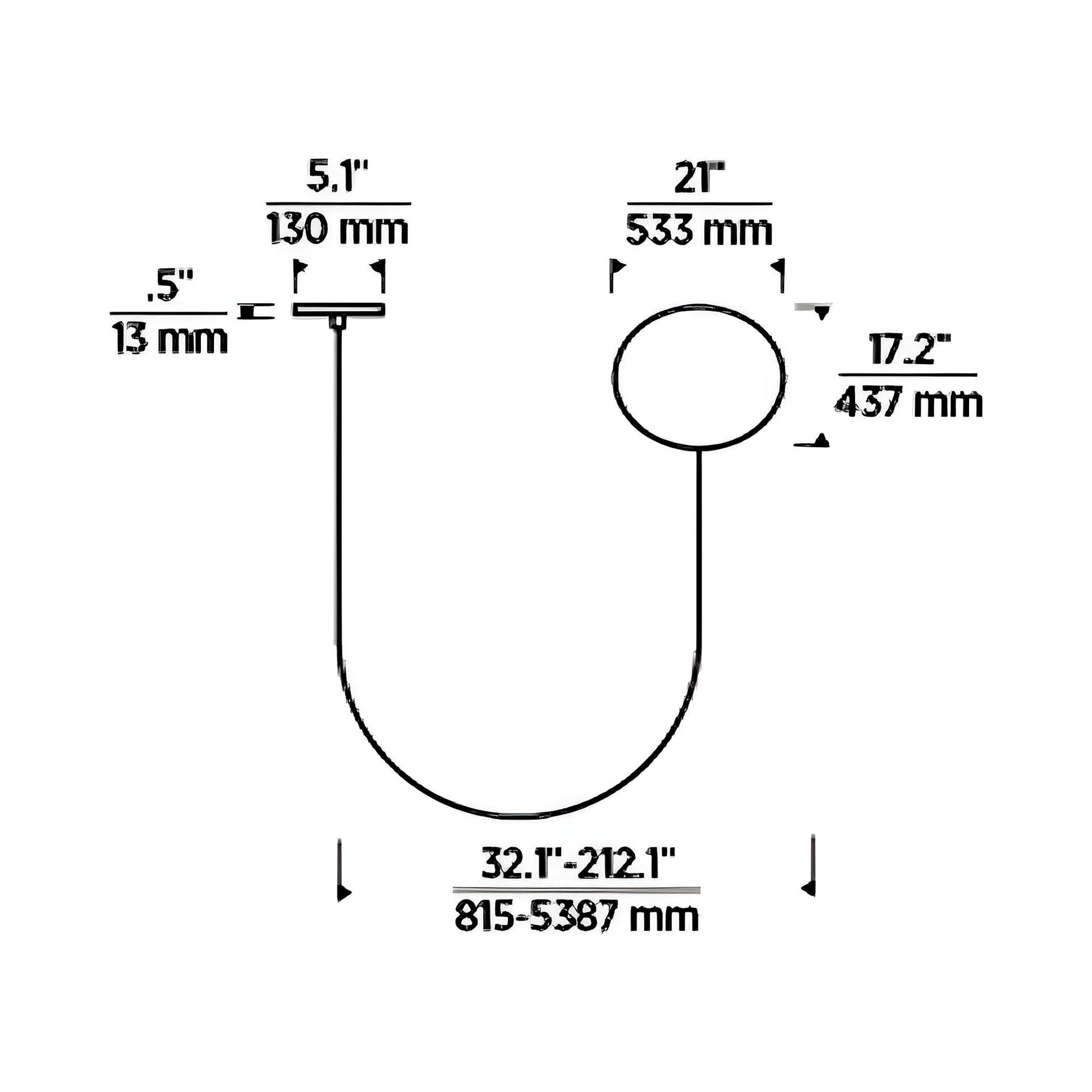 Helium LED Chandelier - line drawing.