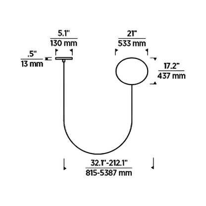 Helium LED Chandelier - line drawing.