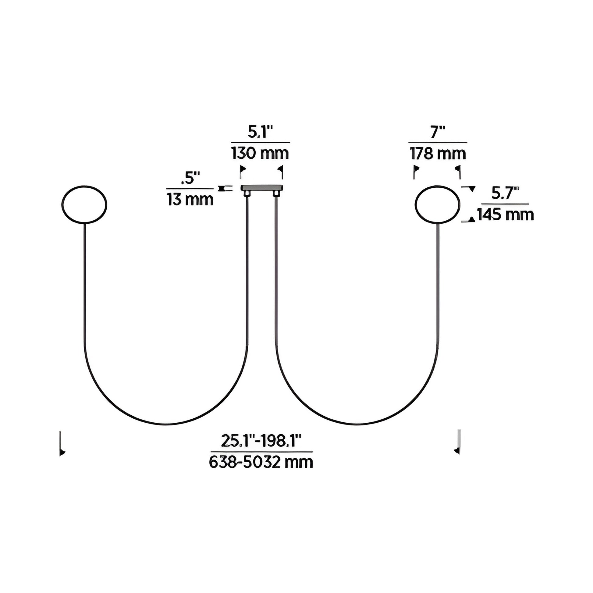 Helium LED Chandelier - line drawing.