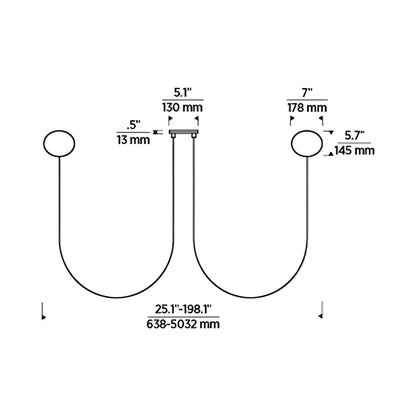 Helium LED Chandelier - line drawing.