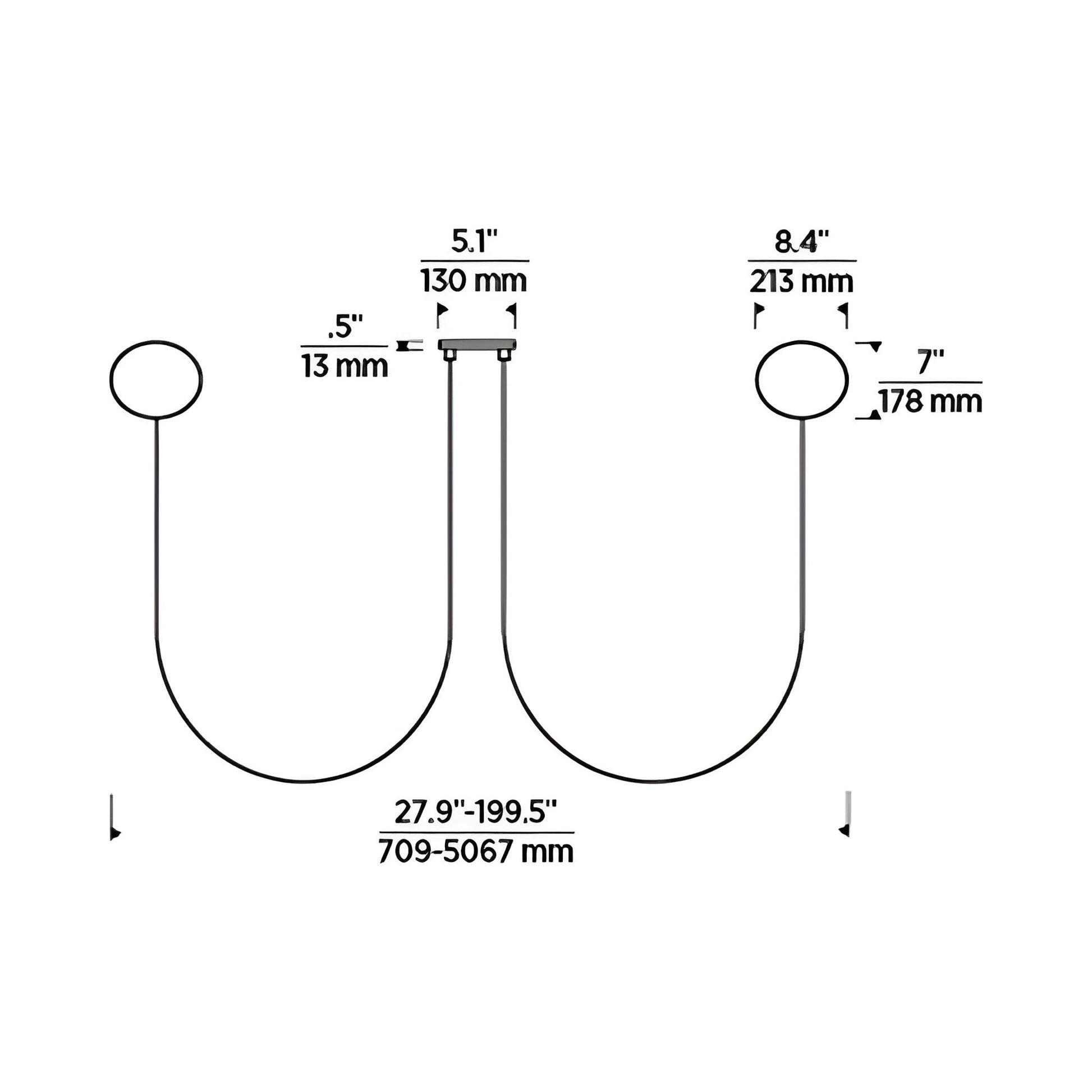 Helium LED Chandelier - line drawing.