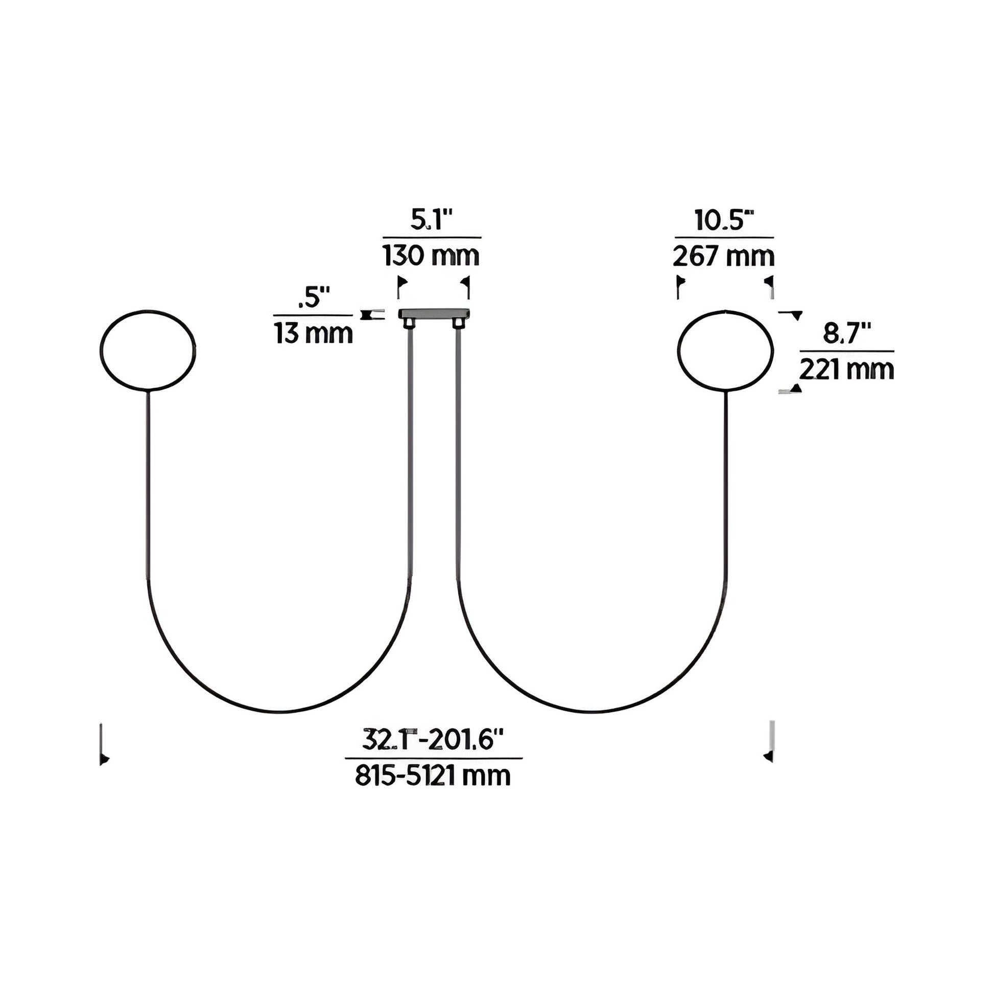 Helium LED Chandelier - line drawing.