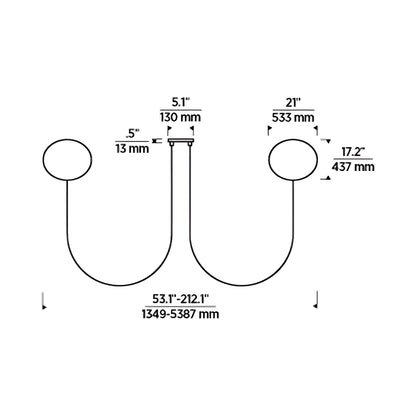 Helium LED Chandelier - line drawing.
