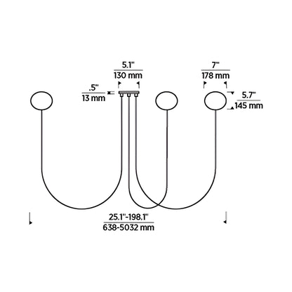 Helium LED Chandelier - line drawing.