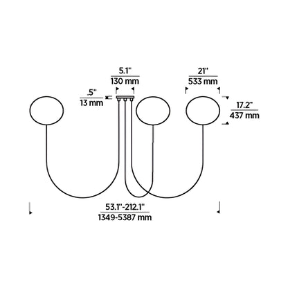 Helium LED Chandelier - line drawing.