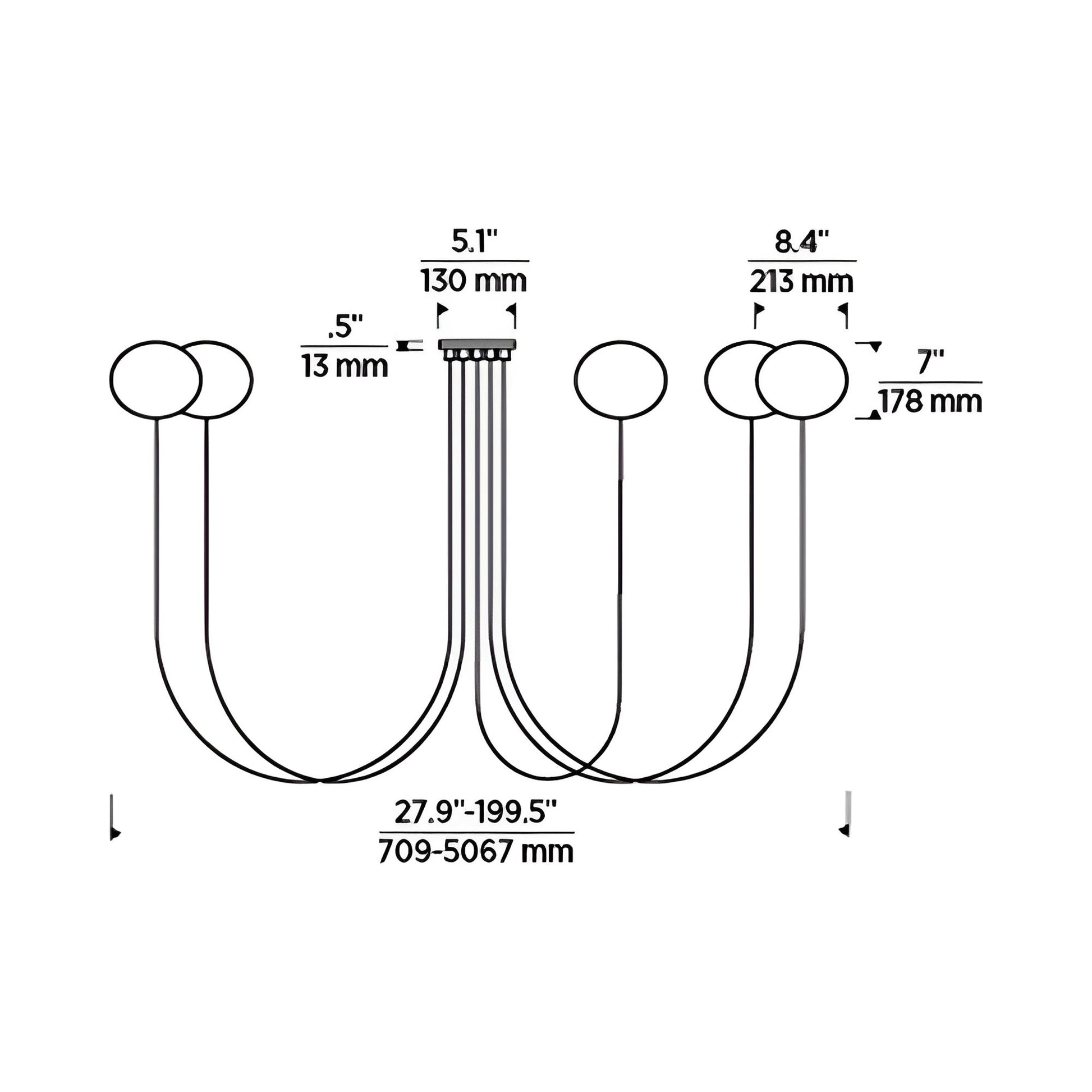Helium LED Chandelier - line drawing.