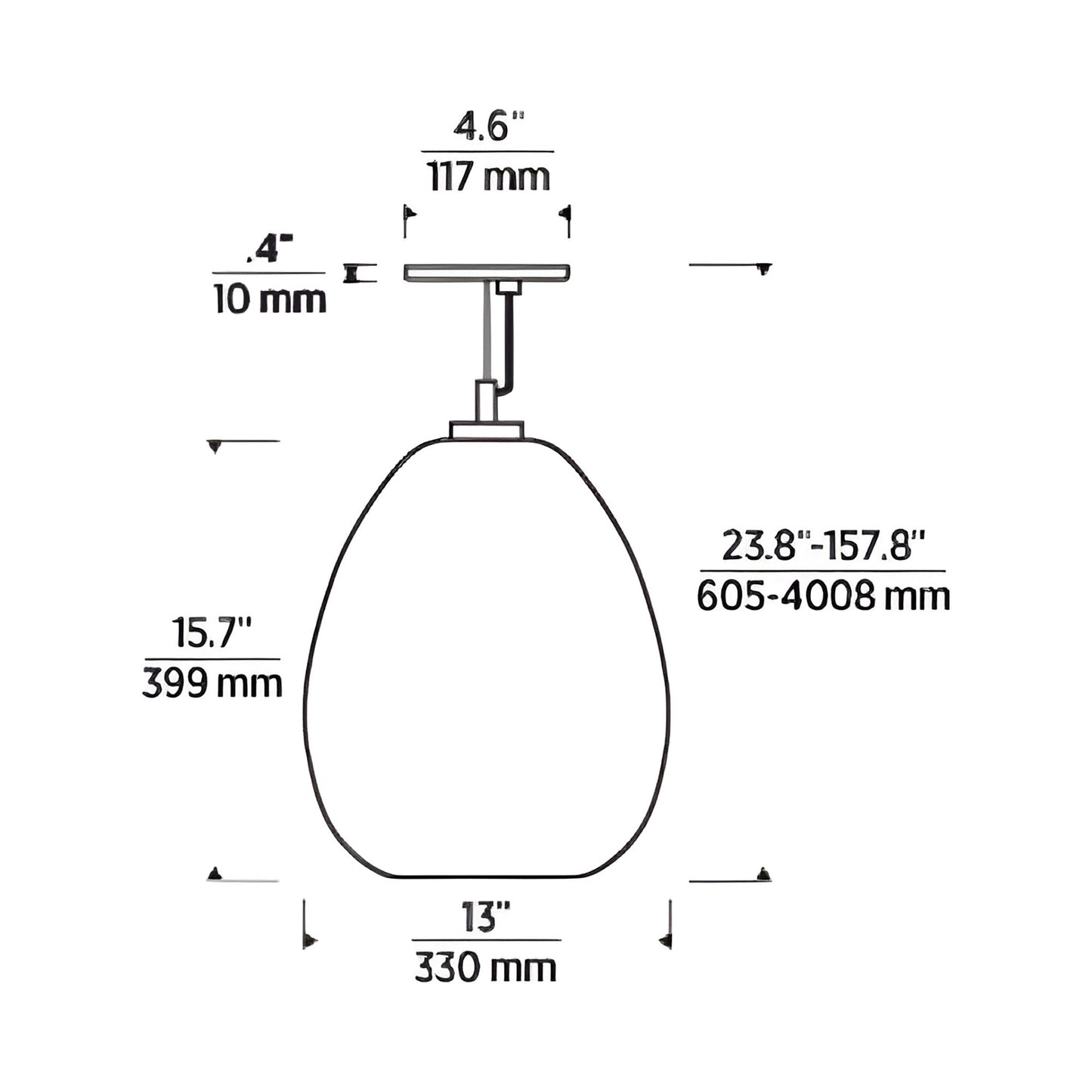Kapoor LED Pendant Light - line drawing.