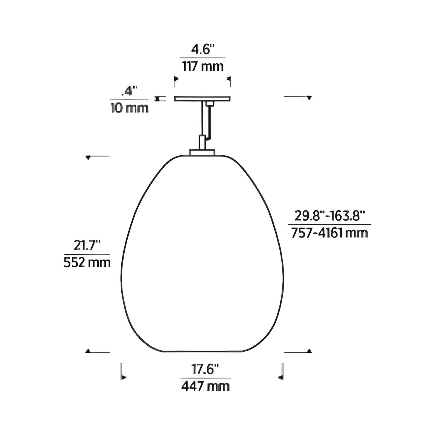 Kapoor LED Pendant Light - line drawing.