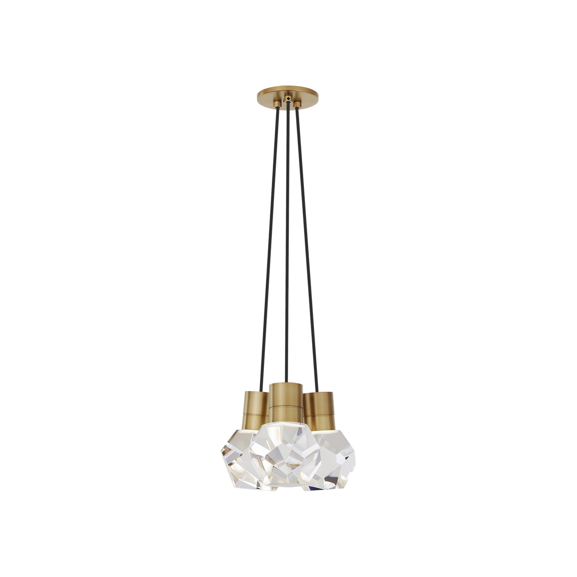 Kira LED Multi Light Pendant Light in Natural Brass/Black (3-Light).