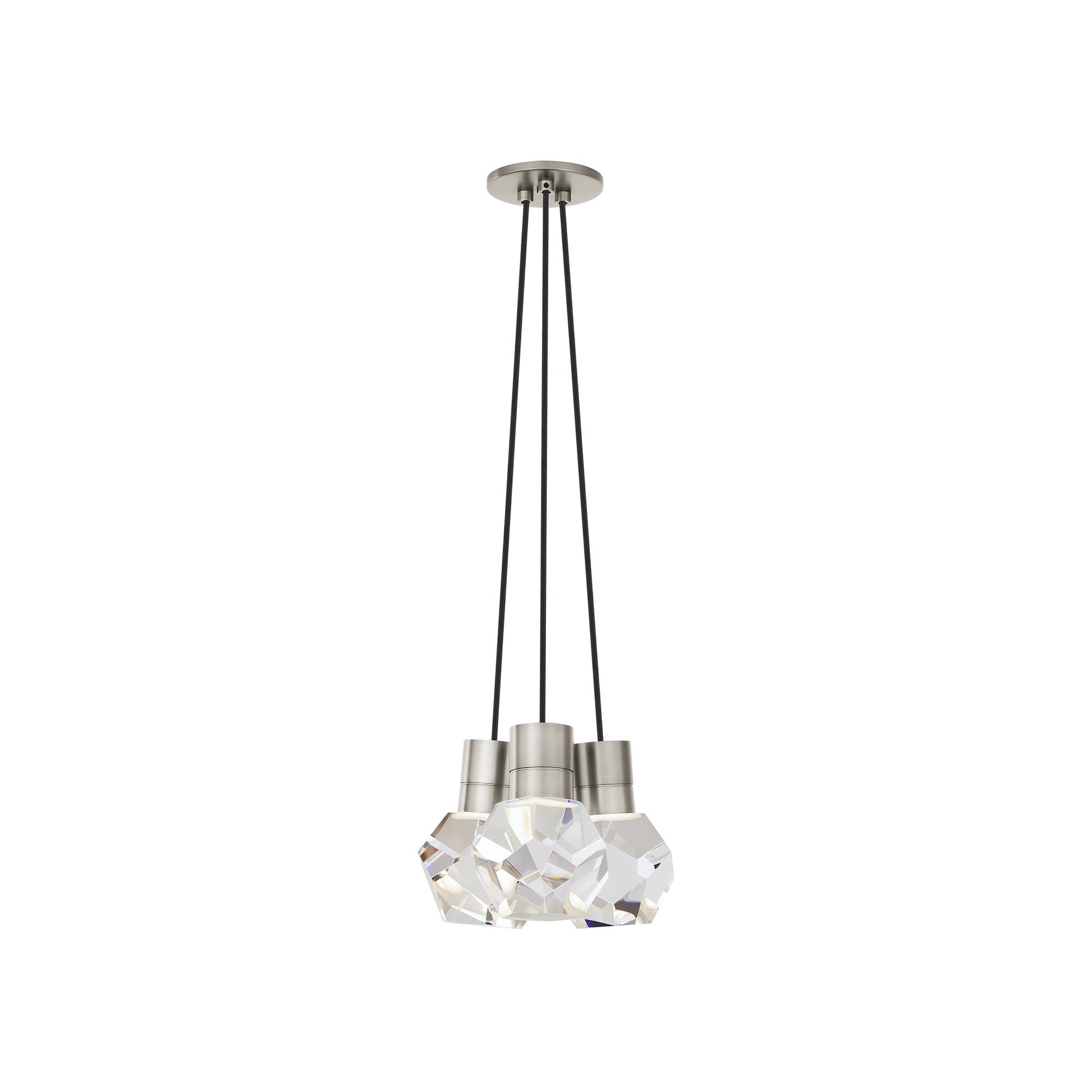 Kira LED Multi Light Pendant Light in Satin Nickel/Black (3-Light).