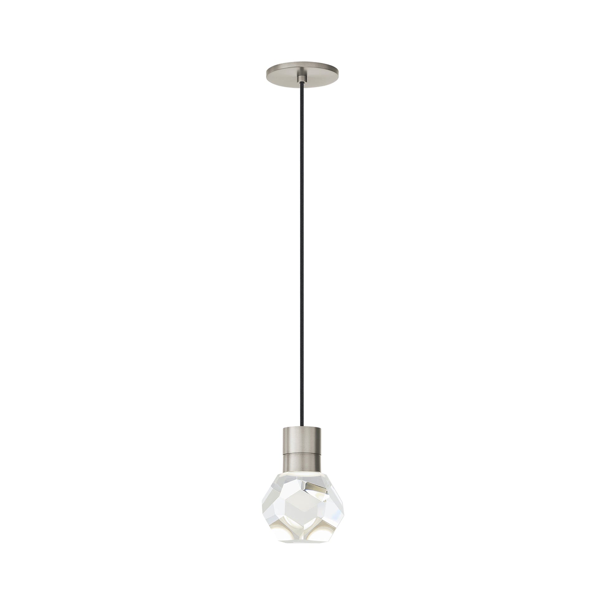Kira LED Pendant Light in Satin Nickel (Black Cord).