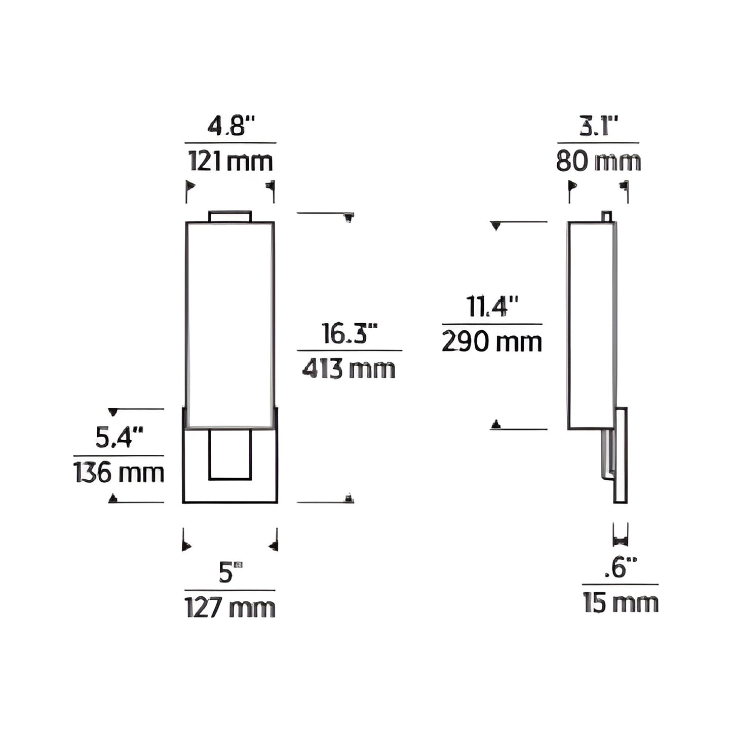 Kisdon LED Wall Light - line drawing.