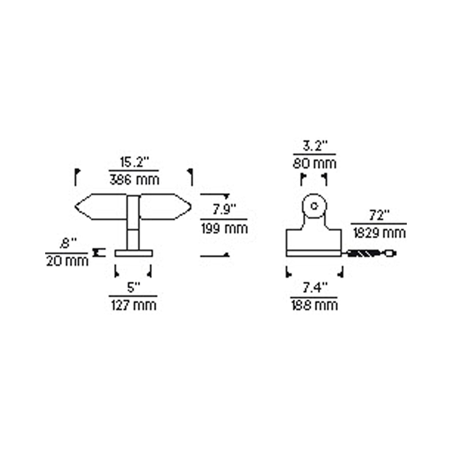 Langston LED Table Lamp - line drawing.
