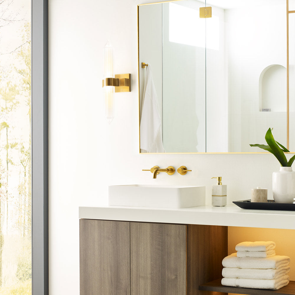 Langston LED Wall Light in bathroom.