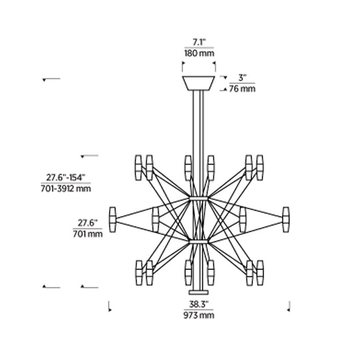 Lassell LED Chandelier - line drawing.
