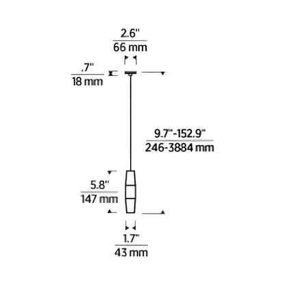 Lassell LED Pendant Light - line drawing.