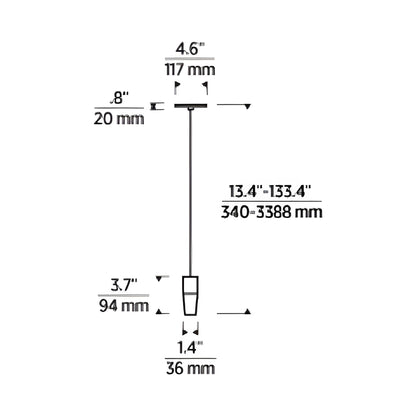 Lassell LED Pendant Light - line drawing.
