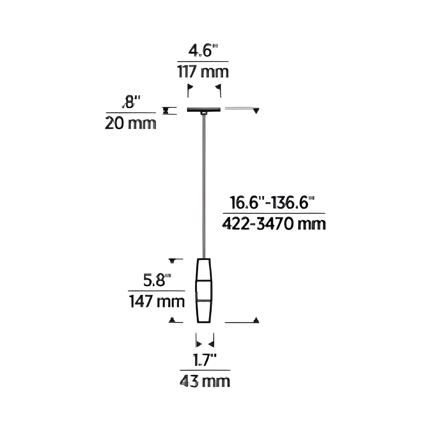 Lassell LED Pendant Light - line drawing.