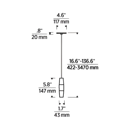 Lassell LED Pendant Light - line drawing.